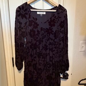Taylor Women's Dark Floral Long Sleeve Dress